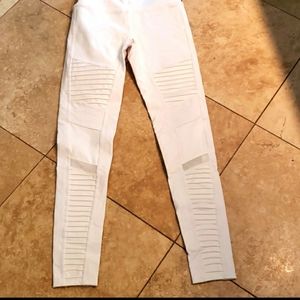 ALO YOGA Beige Striped Moto Legging